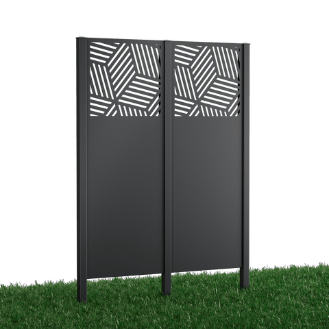 Metallsichtschutz Rienza 2er Set zum Einbetonieren Modell | Pulverbeschichtet Anthrazit