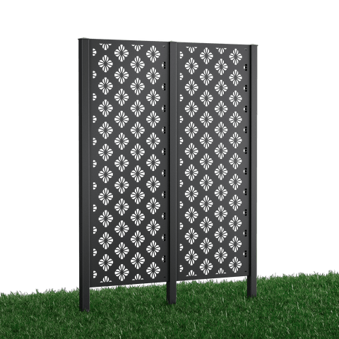 Metallsichtschutz Roya 2er Set zum Einbetonieren Modell | Pulverbeschichtet Anthrazit