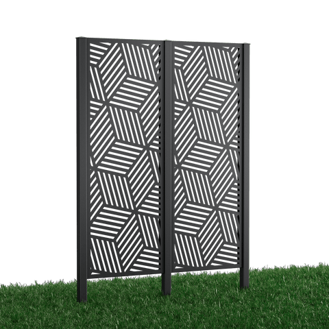 Metallsichtschutz Reno 2er Set zum Einbetonieren Modell | Pulverbeschichtet Anthrazit