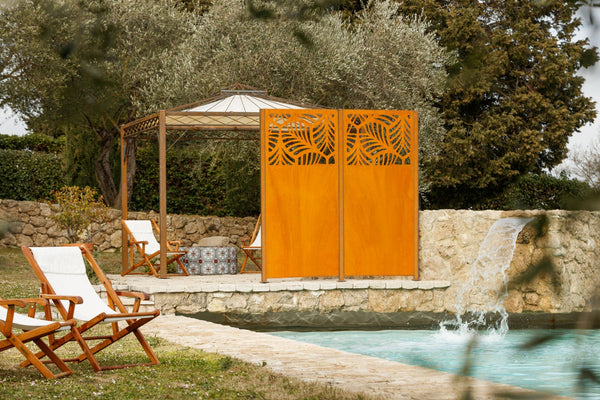 Sichtschutz Panaro am Pool | Cortenstahl