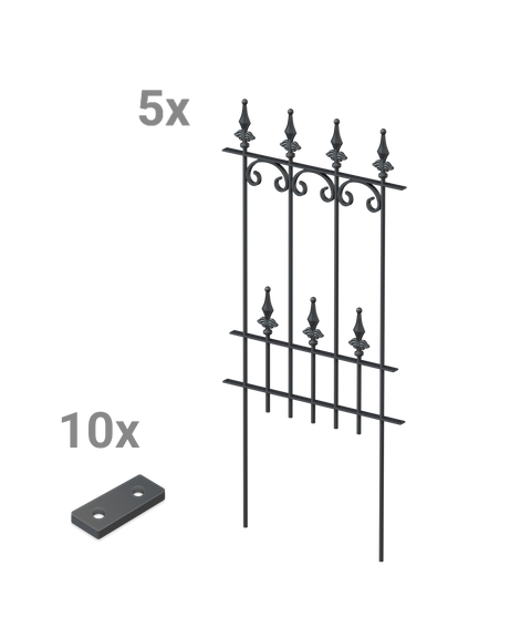 Steckzaun Lucca als Set in pulverbeschichtet Anthrazit als 3D-Modell