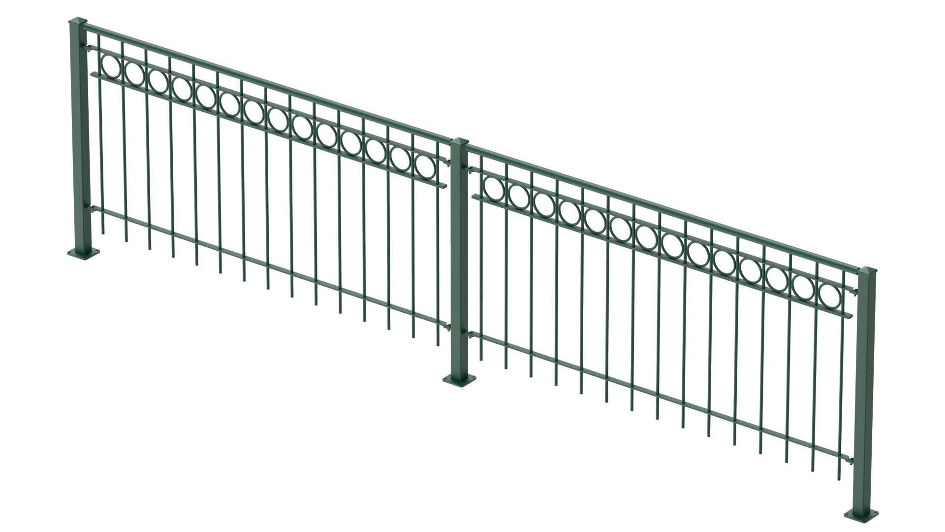 Geländer Belluno als 3D-Modell | Pulverbeschichtet Sonderfarbe RAL 6005 Moosgrün