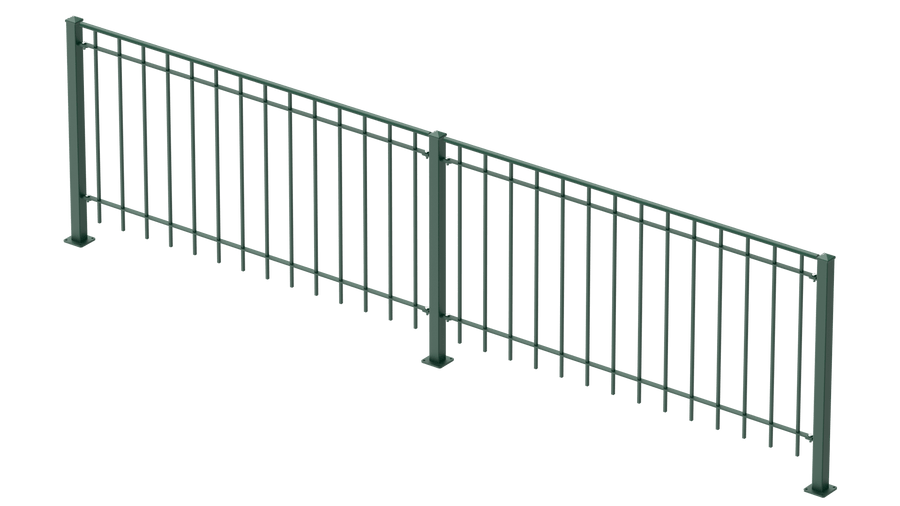 Geländer Padua als 3D-Modell | Pulverbeschichtet Sonderfarbe RAL 6005 Moosgrün