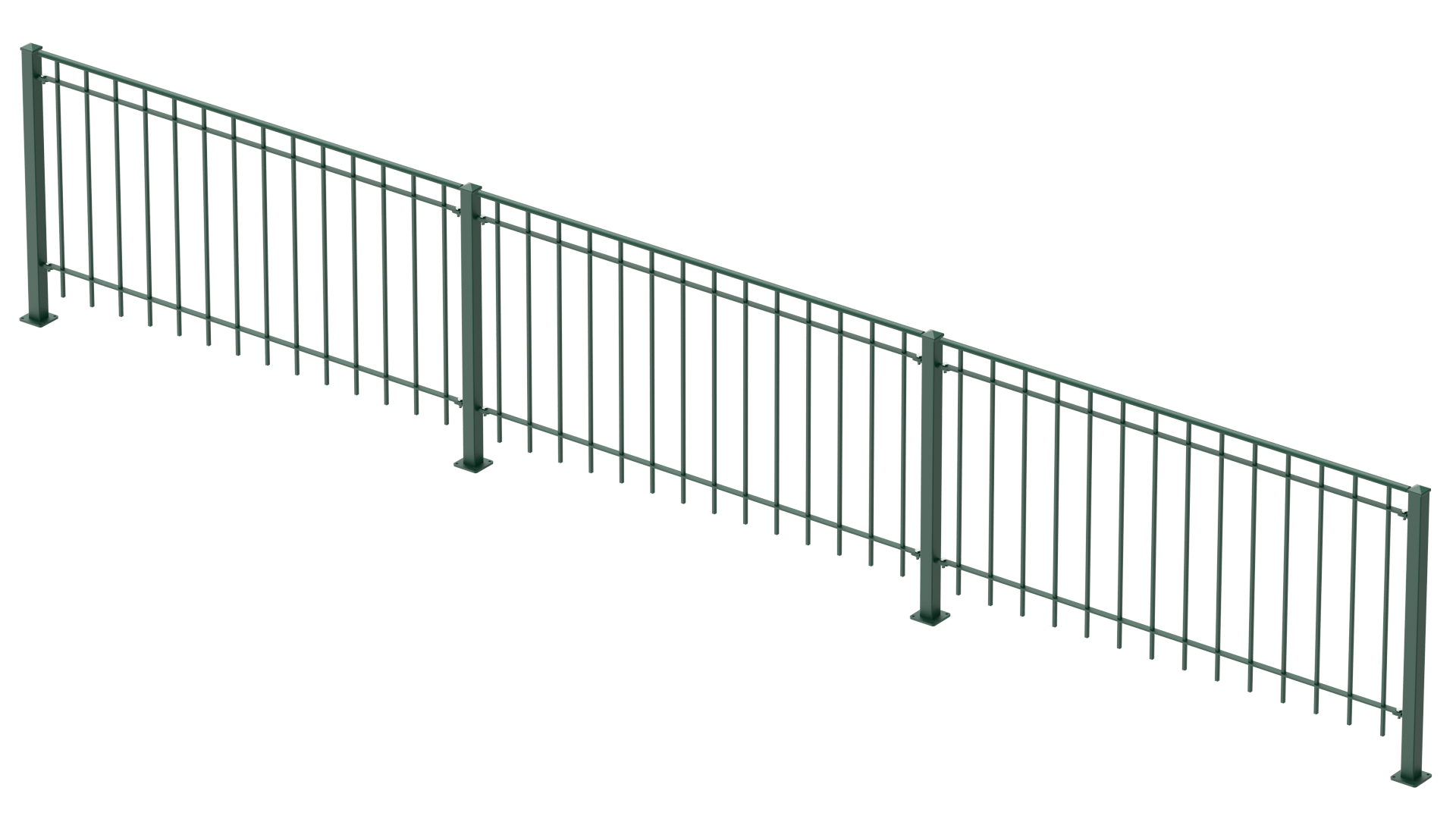 Geländer Padua als 3D-Modell | Pulverbeschichtet Sonderfarbe RAL 6005 Moosgrün