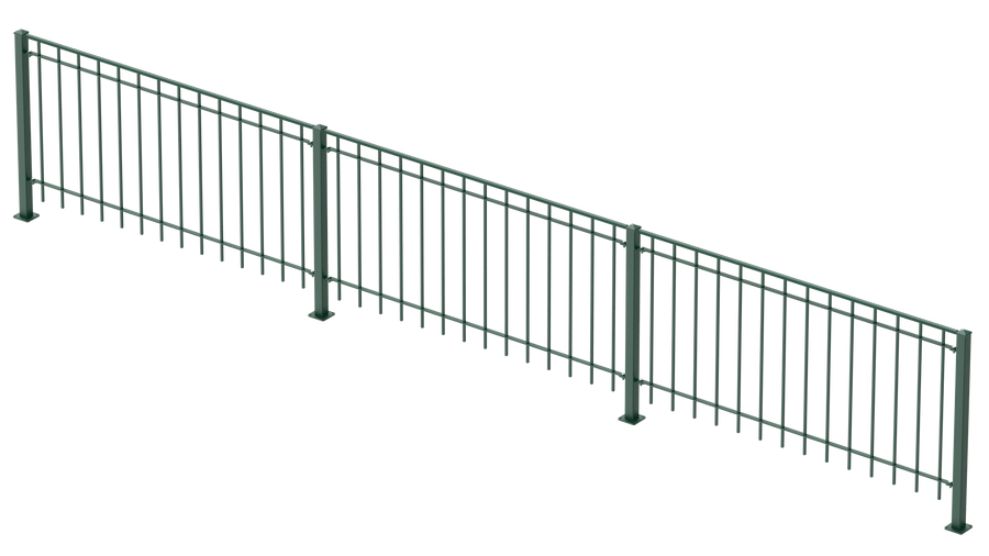 Geländer Padua als 3D-Modell | Pulverbeschichtet Sonderfarbe RAL 6005 Moosgrün