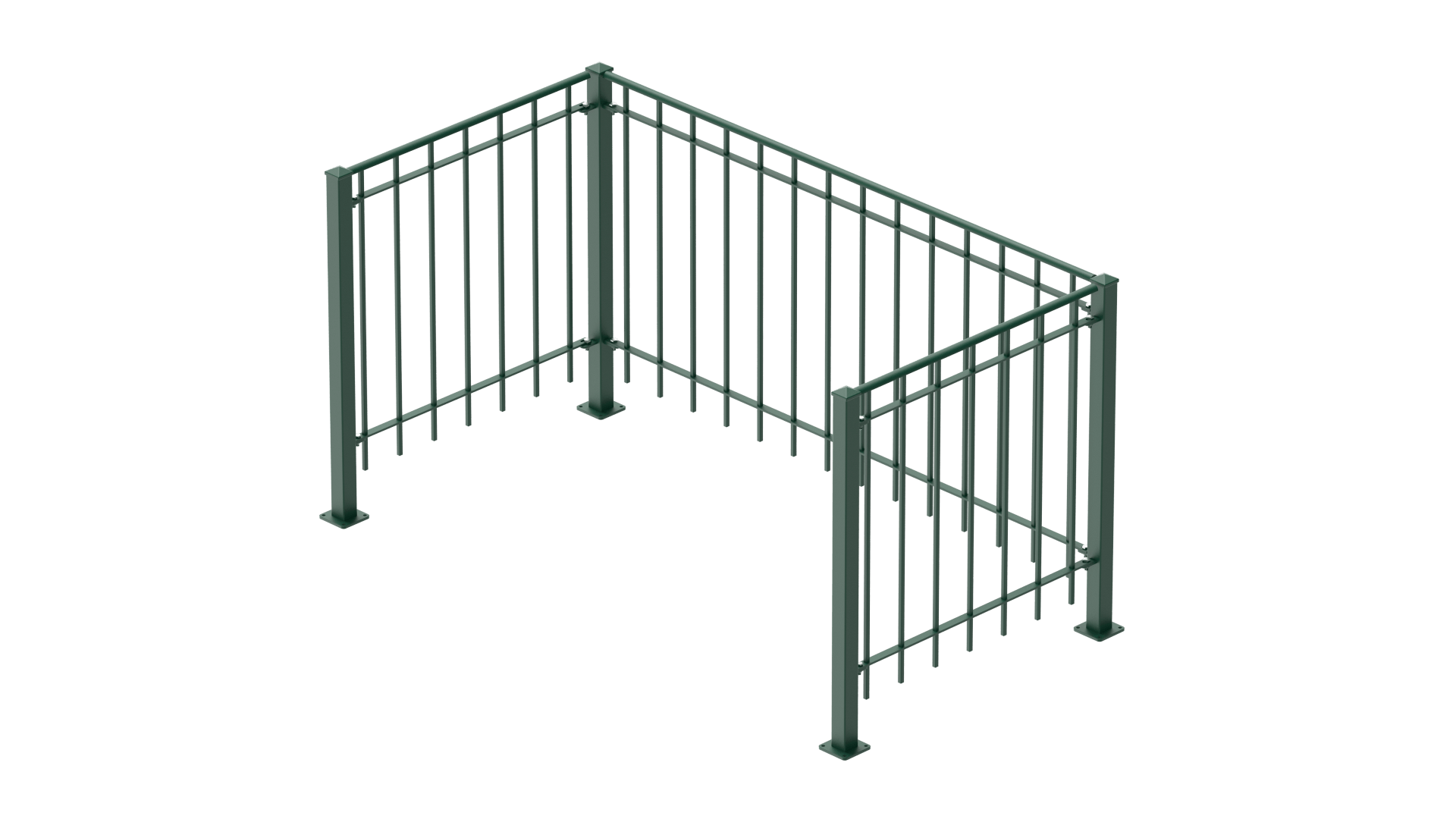 Geländer Padua als 3D-Modell | Pulverbeschichtet Sonderfarbe RAL 6005 Moosgrün