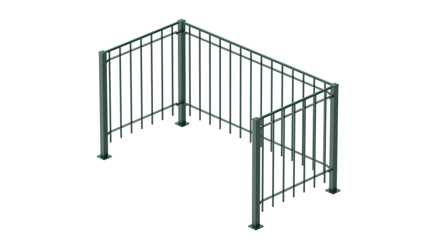 Geländer Padua als 3D-Modell | Pulverbeschichtet Sonderfarbe RAL 6005 Moosgrün