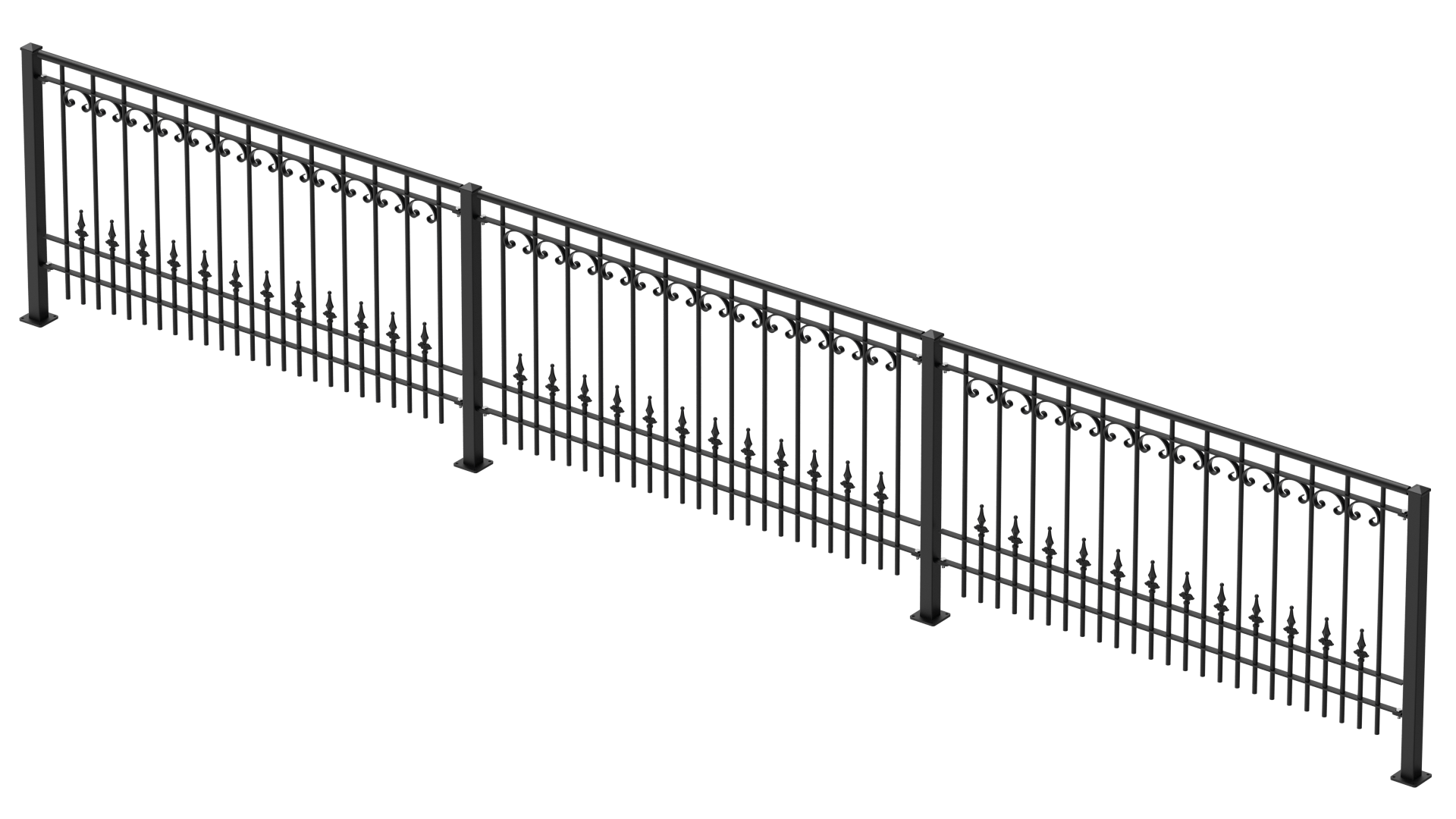 Geländer Lucca als 3D-Modell | Pulverbeschichtet Sonderfarbe RAL 9005 Tiefschwarz