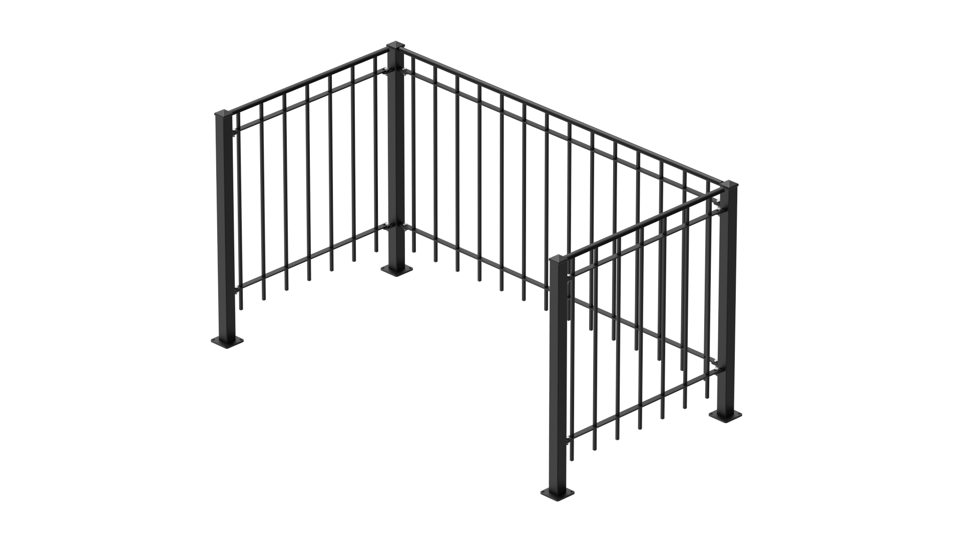 Geländer Padua als 3D-Modell | Pulverbeschichtet Sonderfarbe RAL 9005 Tiefschwarz