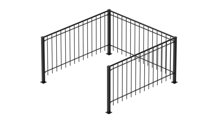 Geländer Ancona als 3D-Modell | Pulverbeschichtet Sonderfarbe RAL 9005 Tiefschwarz