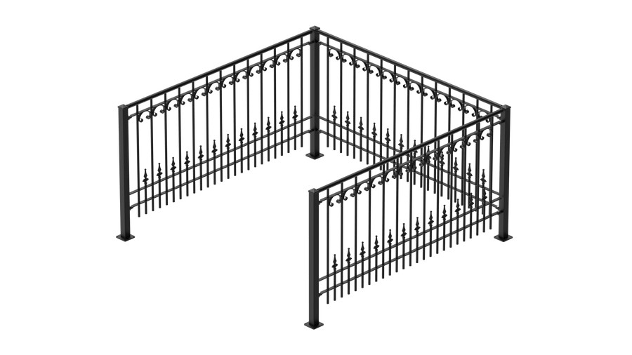 Geländer Lucca als 3D-Modell | Pulverbeschichtet Sonderfarbe RAL 9005 Tiefschwarz