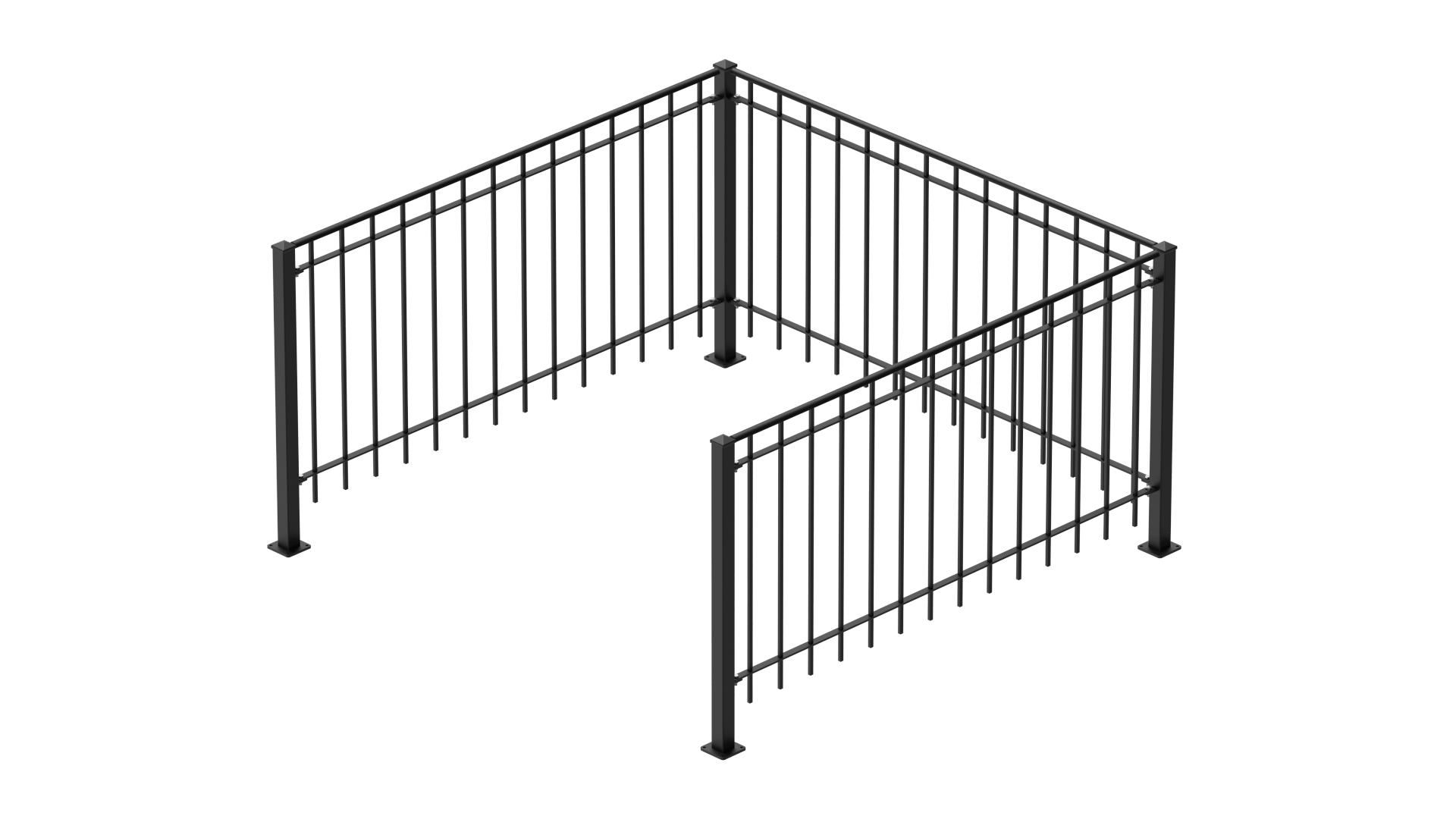 Geländer Padua als 3D-Modell | Pulverbeschichtet Sonderfarbe RAL 9005 Tiefschwarz
