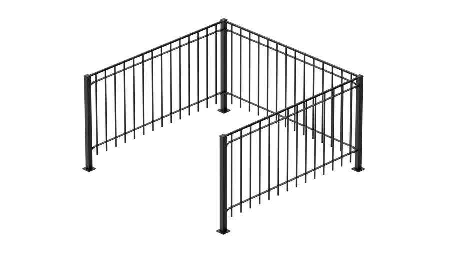 Geländer Padua als 3D-Modell | Pulverbeschichtet Sonderfarbe RAL 9005 Tiefschwarz