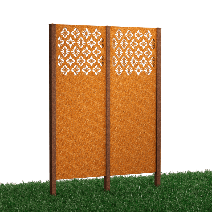Metallsichtschutz Romna 2er Set zum Aufschrauben Modell | Cortenstahl
