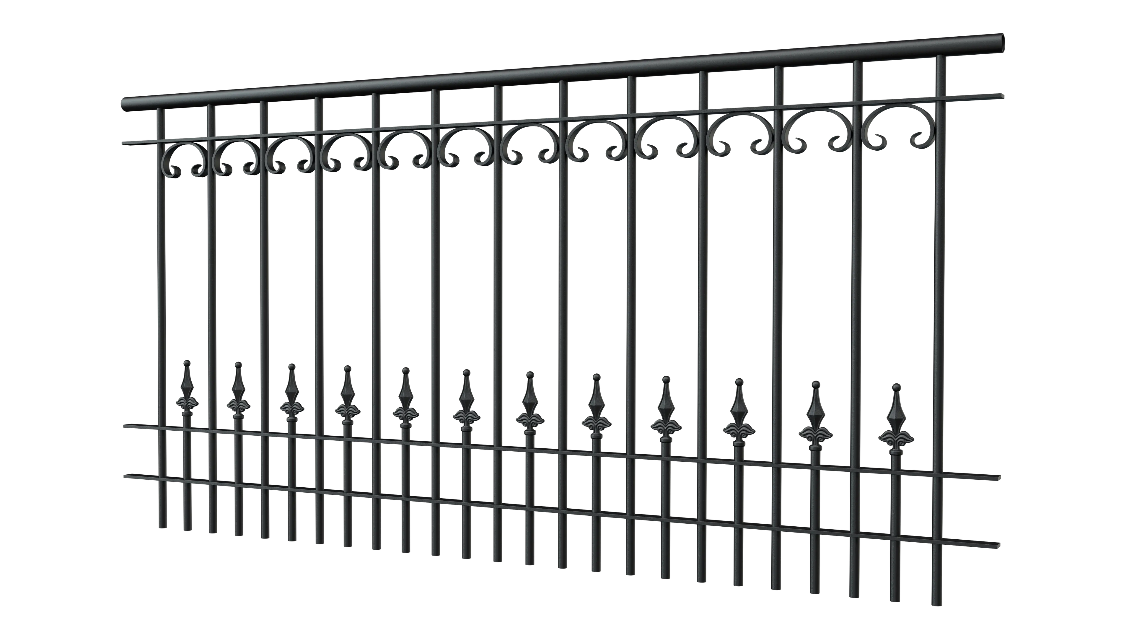 Geländer Lucca als 3D-Modell | Pulverbeschichtet Sonderfarbe RAL 9005 Tiefschwarz