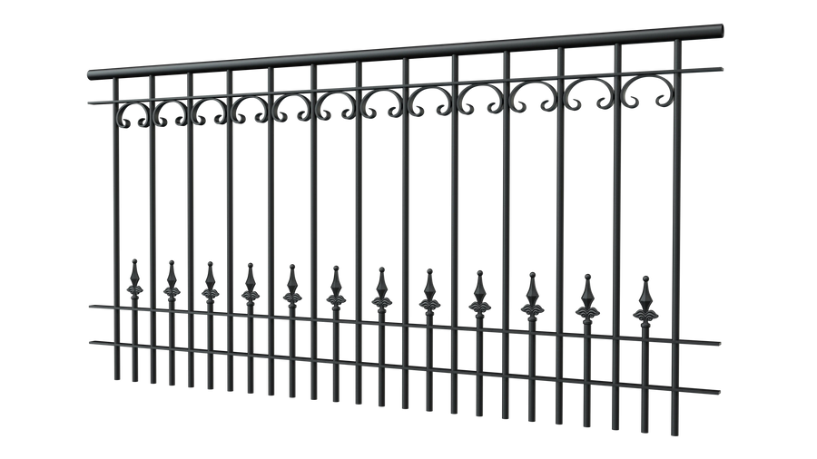 Geländer Lucca als 3D-Modell | Pulverbeschichtet Sonderfarbe RAL 9005 Tiefschwarz