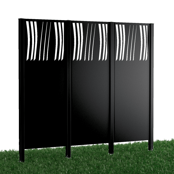 Metallsichtschutz Agri 3er Set zum Einbetonieren 3D Modell | Pulverbeschichtete Sonderfarbe RAL 9005 Tiefschwarz