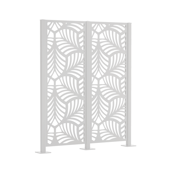 Metallsichtschutz Piave 2er Set zum Aufschrauben als 3D-Modell | Pulverbeschichtet Sonderfarbe RAL 9010 Reinweiß