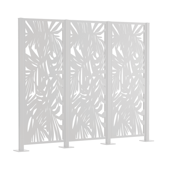 Metallsichtschutz Tanaro 3er Set zum Aufschrauben als 3D-Modell | Pulverbeschichtet Sonderfarbe RAL 9010 Reinweiß