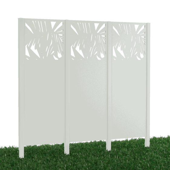 Metallsichtschutz Taro 3er Set zum Einbetonieren 3D Modell | Pulverbeschichtet Sonderfarbe RAL 9010 Reinweiß