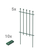Steckzaun Ancona als Set in pulverbeschichtet Sonderfarbe RAL 6005 Moosgrün als 3D-Modell
