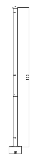 Eckpfosten für Sichtschutz als bemaßte Zeichnung