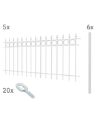Zaunset Belluno zum Einbetonieren als 3D-Modell | Pulverbeschichtet Sonderfarbe RAL 9010 Reinweiß