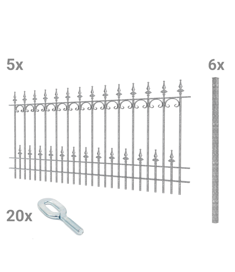 Zaunset Lucca zum Einbetonieren Modell | Feuerverzinkt
