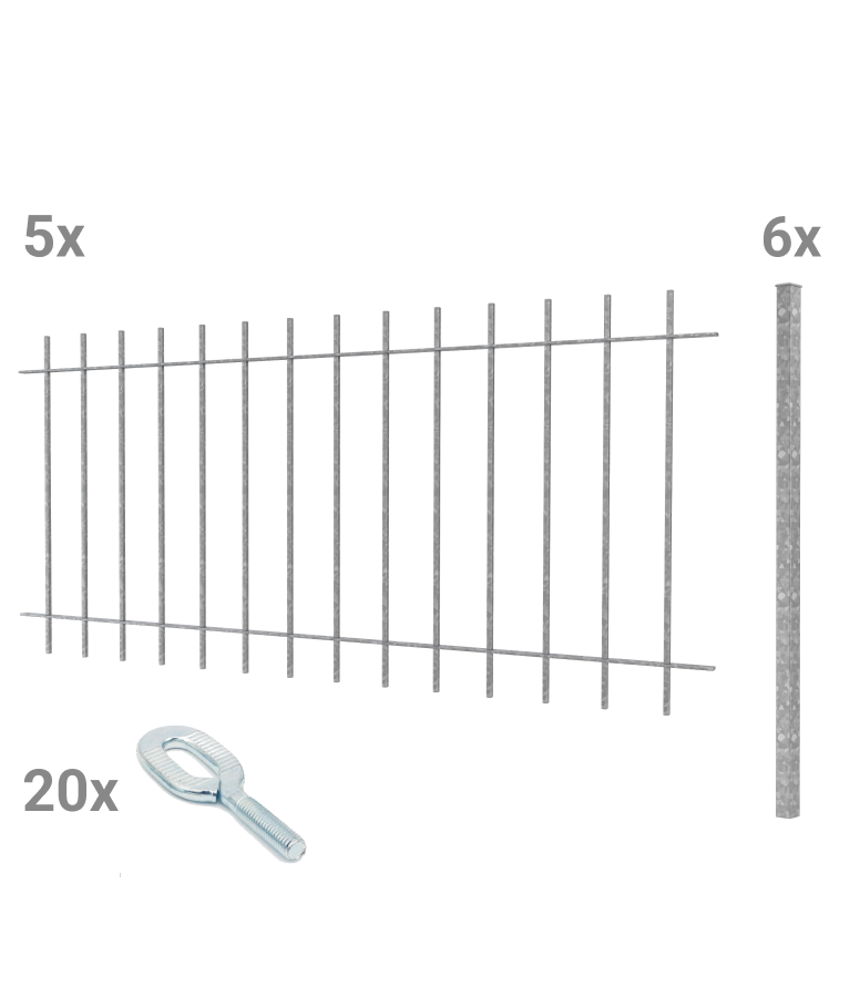 Zaunset Padua zum Einbetonieren | Feuerverzinkt